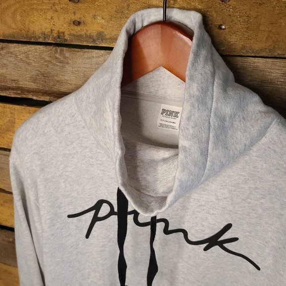 VICTORIA'S SECRET PINK~LOUNGE COWL NECK PULLOVER SWEATSHIRT~Gray size Sm - Picture 6 of 7